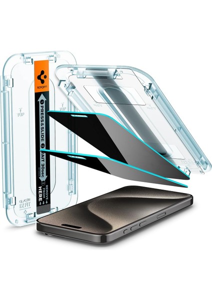 15 Pro Max ile Uyumlu Hayalet Cam Ekran Koruyucu Kolay Kurulum Glas.tr Ez Fit Privacy Hd (2 Adet) - AGL06874