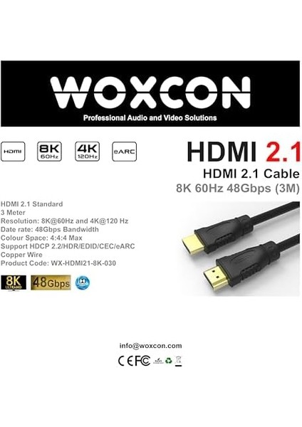 - HDMI 2.1 Kablo - 8k 60Hz, 4K 120Hz, 4K 60Hz, Earc, Hdr, D-Hdr, Hdcp2.2, Dolby Vision, Dolby Atmos (3 Metre) modelleri