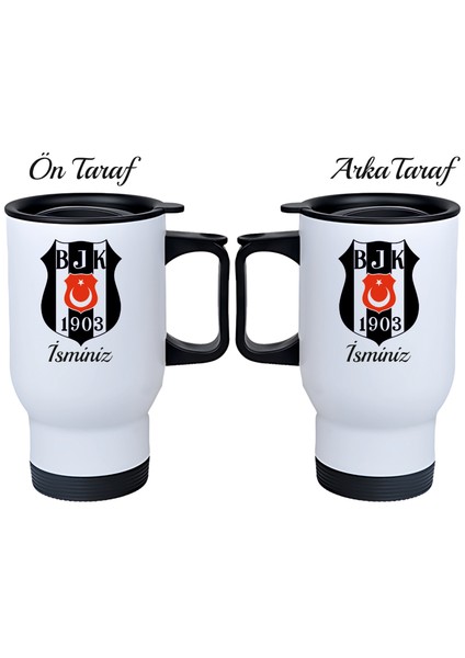 Kişiye Özel Kulplu Çelik Termos Bardak Beşiktaş