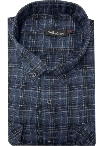 Büyük Beden Çift Cep Klasik Kışlık Kaşmir Gömlek - 7462