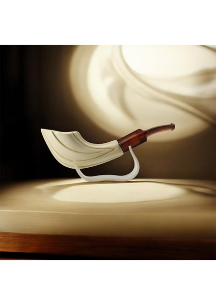 El Yapımı Lületaşı Pipo, Yaprak Form, Filtre Takılabilir, Özel Kututlu, 17 cm