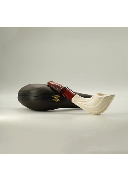 El Yapımı Lületaşı Pipo, Yaprak Form, Filtre Takılabilir, Özel Kututlu, 17 cm fiyatları