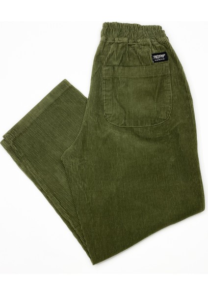 Fitilli Kadife Loose Fit Beli Lastikli Pantolon