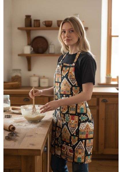 Unisex Mutfak Önlüğü Aşçı Önlüğü Yeni Yıl Yılbaşı Noel Baba