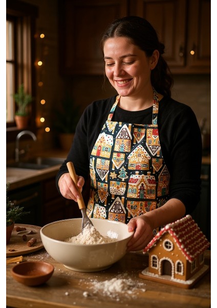 Unisex Mutfak Önlüğü Aşçı Önlüğü Yeni Yıl Yılbaşı Noel Baba