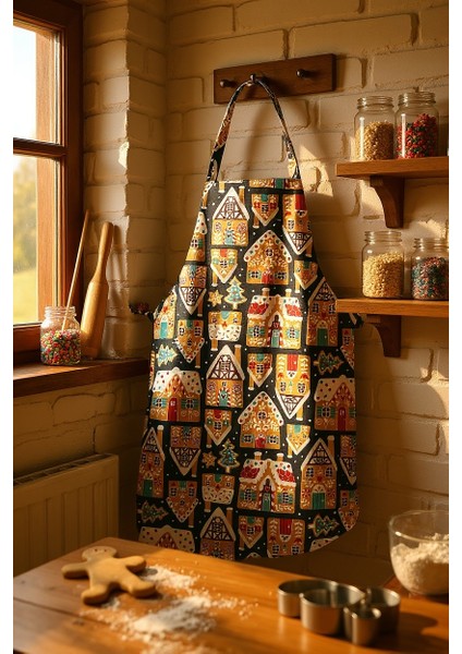 Unisex Mutfak Önlüğü Aşçı Önlüğü Yeni Yıl Yılbaşı Noel Baba