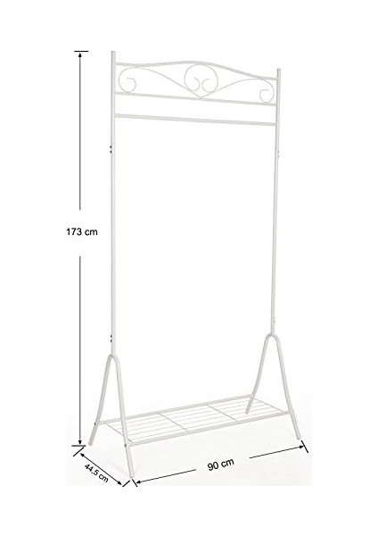 Yüksekliği 173 cm Metal Askısı Giysi Raylı Ayakkabı Rafı, Krem Beyaz HSR01W fiyatları