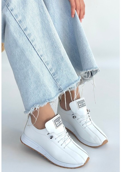 Monya Beyaz Cilt Bağcıklı Spor Ayakkabı - Lisinya fiyatları