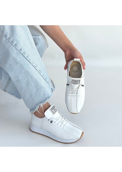 Monya Beyaz Cilt Bağcıklı Spor Ayakkabı - Lisinya fırsatları