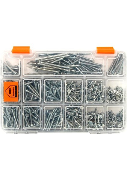 All 555 Parça Vida 12 Çeşit Sunta Vidası Seti - Organizerlı Vida Seti