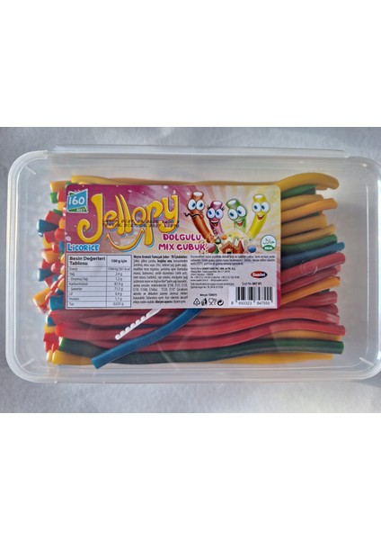 Licorice Borucuk Dolgulu Mix Çubuk Jelibon 160 Adet modelleri