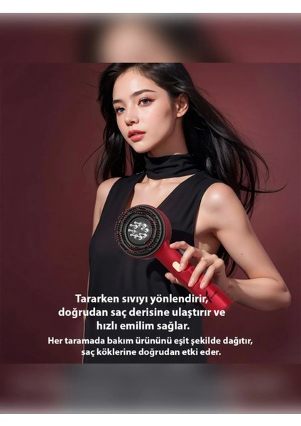 Şarjlı ve Titreşimli Saç Masaj Tarağı Bakım Yağı Hazneli Fırça ( Lisinya )