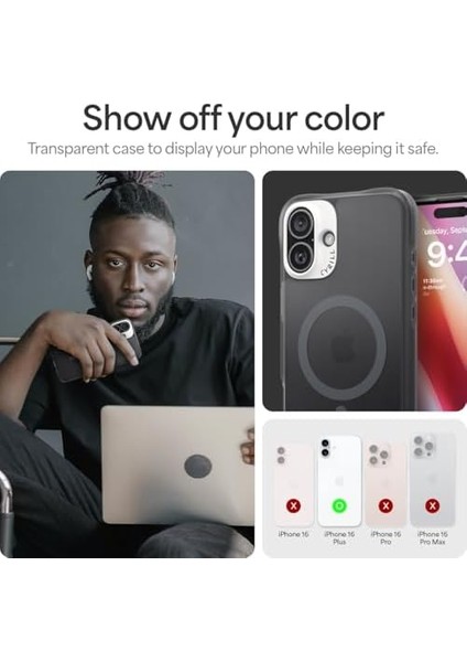 Ciel By 16 Plus ile Uyumlu Magsafe Kılıf Ultrasheer Mag Sararma Karşıtı Hava Kanalı Teknolojisi Askeri Sınıf Koruma Space Gray Mat Kapak - ACS08250 fiyatları
