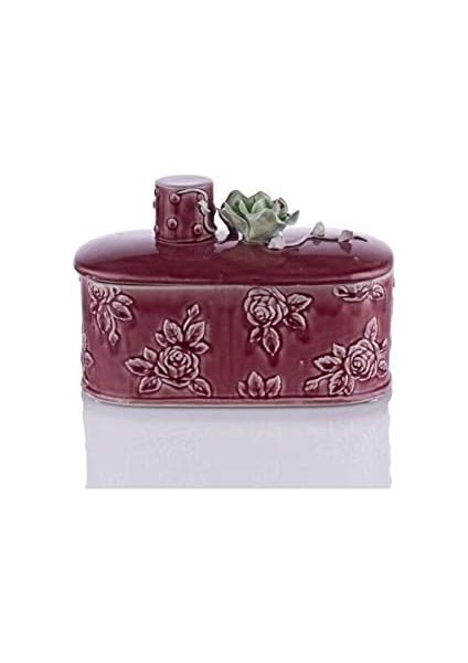 Kapağı Çiçekli Yatay Bordo Kutu