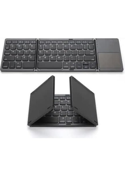 Klavye 3 Katmanlı Katlanabilir Portatif Taşınabilir Şık ve Kullanışlı Dokunmatik Yüzeye Sahip Klavye Windows/ /ıos/smart Tv B033