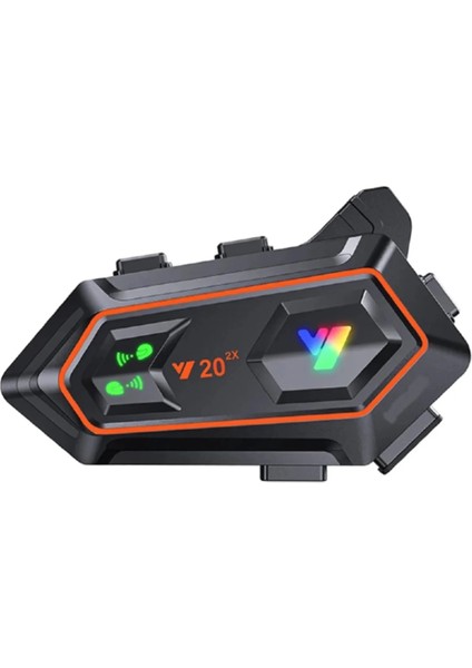 Y20 2x 1000M Telsiz Mesafeli 2 Kişi Bağlantılı Bluetooth Kask Kulaklık Fenerli Intercom ( Lisinya )