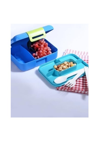 Diyarı Kendinden Kaşık ve Çatallı 5 Bölmeli 2 Katlı Beslenme Kutusu (Mavi) fiyatları