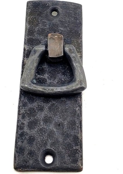 Antika Tarz Dekoratif Pirinç Dik Dövme Mobilya Kulbu - 90X31 Mm, Oksit - Lisinya