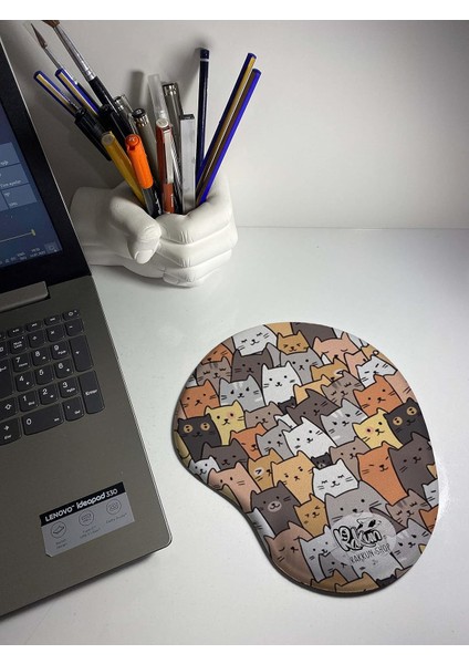 - Kediler Baskılı Bilek Destekli Mouse Pad