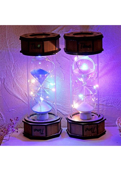 Işikli Dekoratif Ahşap Kum Saati ( Lisinya )