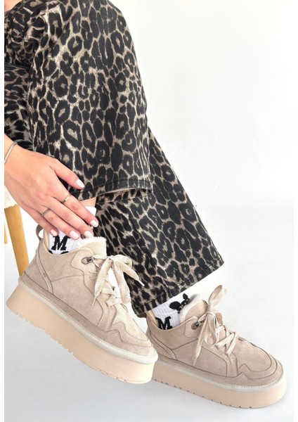 Muden Bej Süet Bağcıklı Bot - Lisinya fiyatları