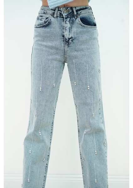 Taşlı Kesik Paça Pantolon