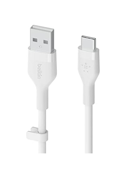 Boostcharge Silicone Usb-C - Usb-A Kablosu (2 M), iPad Pro, Galaxy S21, Ultra, Plus, 20, ve Diğer Aygıtlar Için Usb-If Onaylı Usb-C Şarj Kablosu - Beyaz modelleri