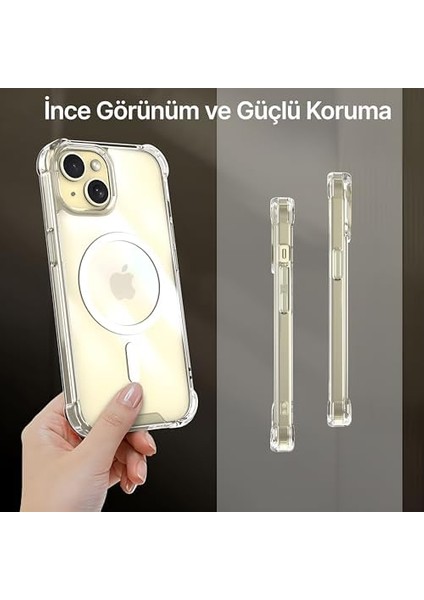 13-14 Için Magshield Serisi Magsafe ile Uyumlu Köşe Korumalı Şeffaf Hybrid Kılıf Ultra Güçlü Manyetik Çember ve Kristal Berraklığında Materyal Premium Kalite Kılıf (13-14) modelleri
