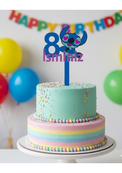 Stitch Isimli 8 Yaş Pasta Süsü