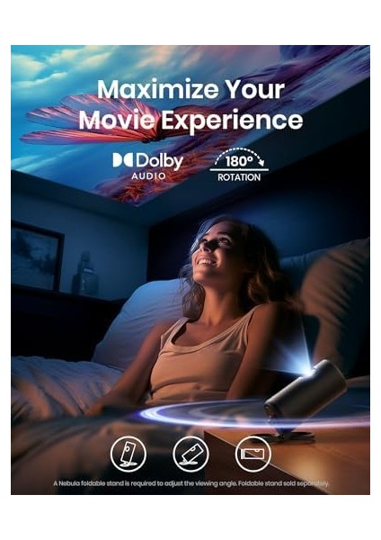 Capsule 3 Laser 1080P, Wifi ve &apos;lu Mini Akıllı Tv Projektörü, Dolby, Teknolojisi, Otomatik Odaklama, 120 Inç Resim, 2.5h Dahili Pil fiyatları