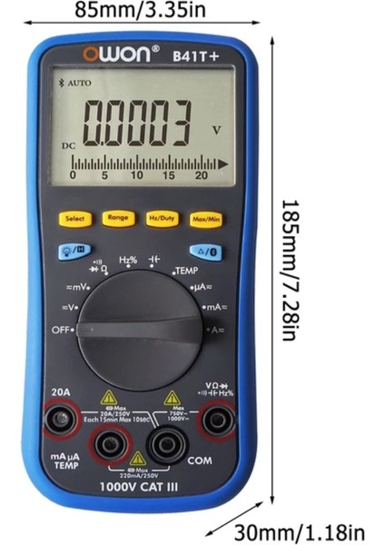 B41T+ El Tipi Multimetre True Rms Bluetooth 4 1/25 Digit modelleri