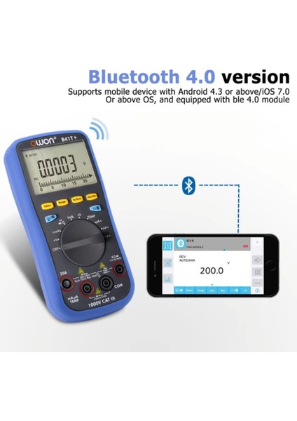 B41T+ El Tipi Multimetre True Rms Bluetooth 4 1/25 Digit