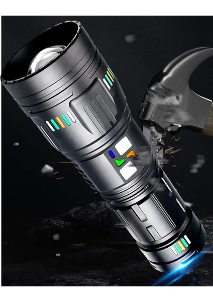 Pro F-3002 Alüminyum Tg LED Gece Şeritli Type-C Şarjlı El Feneri - Lisinya modelleri