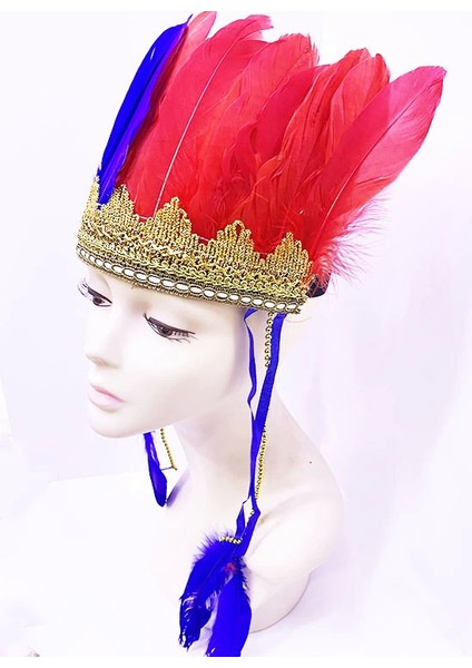 Bordo Mavi Renk Tüylü Kızılderili Başlığı | Taraftar Başlığı - Lisinya fiyatları