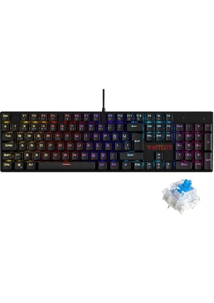 Katsuta Blue Switch Mekanik Gaming Oyuncu Klavyesi 11 Animasyonlu LED Işıklı