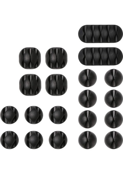 Kablo Klipleri Kablo Tutucu, Çok Amaçlı Kablo Yönetim Kablosu Düzenleyici Seti Masa, Güç Kablosu, USB Şarj Kablosu, Şarj Aletleri, Ses Kablosu, 20&apos;li Paket, Siyah