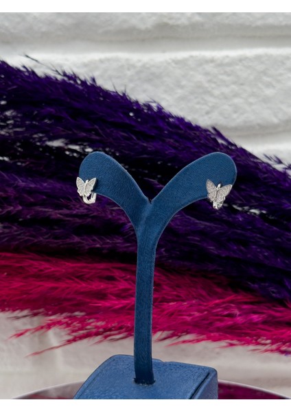 925 Ayar Gümüş Kelebekli Zarif Kız Çocuk Küpesi