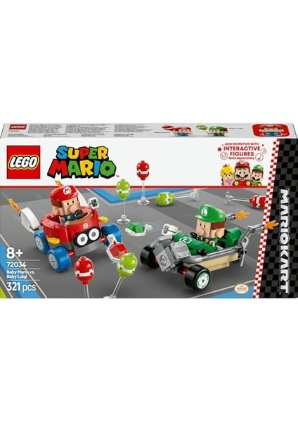 Super Mario: Mario Kart – Baby Mario ile Baby Luigi 72034, 8 Yaş ve Üzeri Erkek ve Kız Çocukları Için Yaratıcı Oyuncak Yapım Seti, Doğum Günü Hediyesi (321 Parça) fiyatları