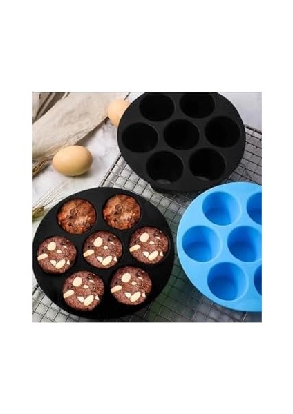 Airfryer Silikon 7&apos;li Muffin Kek Kalıbı - Kek ve Çörek Pişirme Kabı Silikon Kalıp Siyah - (Bpa ) modelleri