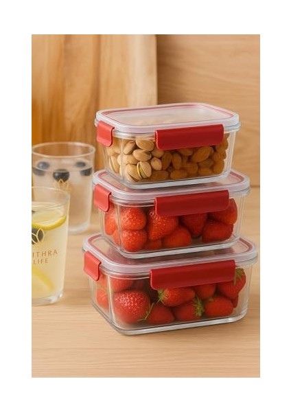 Life 3 Adet Vakumlu Sızdırmaz Saklama Kabı Seti 375ML 900ML 1700ML MIT1163 modelleri