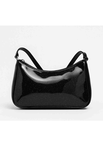🖤 Gece Işıltılı Siyah Simli Omuz Çantası – Parlak ve Zarif Görünüm