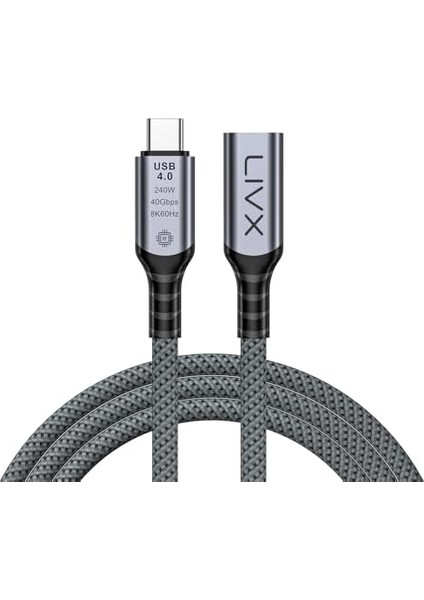 Type C To Type C Usb4.0 240W 40GBPS 8k60hZ Uzatma Kablosu 1 Metre Lcu fiyatları