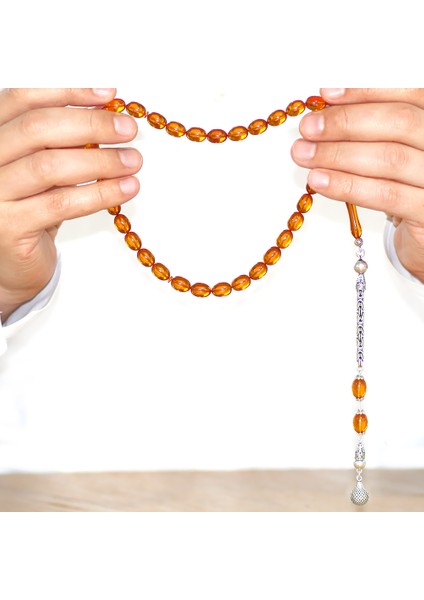 925 Ayar Gümüş Kral Zincir Püsküllü Sülün Imame Beyzi Kesim Turuncu Katalin Tesbih modelleri