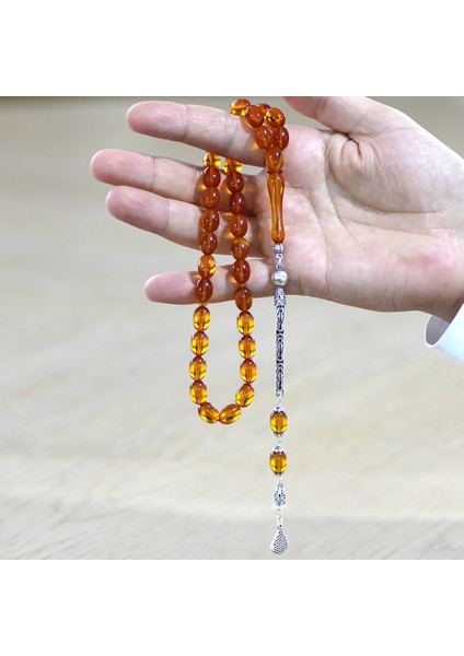 925 Ayar Gümüş Kral Zincir Püsküllü Sülün Imame Beyzi Kesim Turuncu Katalin Tesbih fırsatları