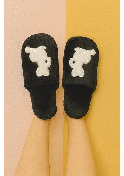 Lapıno Tavşanlı Kadın Ev Terliği Günlük Rahat Kışlık Terlik