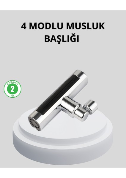 Techmrt 360° Dönebilen Musluk Başlığı 4 Fonksiyonlu Su Tasarruflu ve Dalı