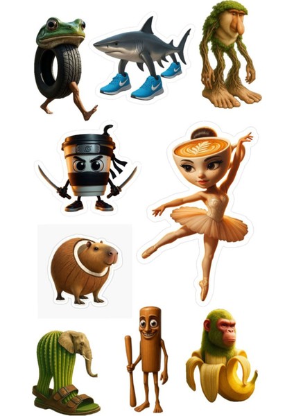 Brainrot Telefon Laptop Notebook Tablet Defter Matara Stiker Etiket ST2027