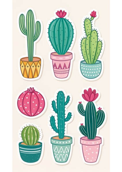 Kaktüs Telefon Laptop Notebook Tablet Defter Matara Stiker Etiket ST2059