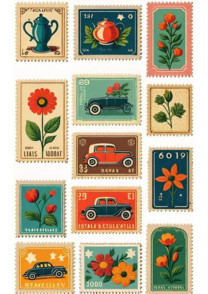 Vintage Telefon Laptop Notebook Tablet Defter Matara Stiker Etiket ST2125