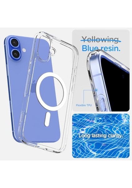 16 Plus ile Uyumlu Ince Magsafe Kılıf Ultra Hybrid Sararma Karşıtı Duraclear Hava Kanalı Teknolojisi Askeri Sınıf Koruma Magfit Şeffaf Kapak - ACS08075 modelleri